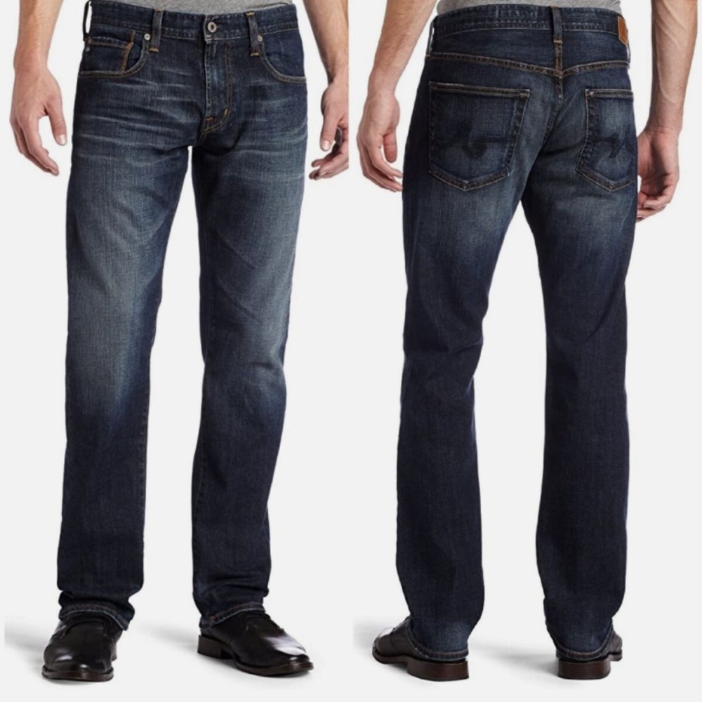 NWT AG Adriano Goldschmied Jeans The Geffen Easy Slim Denim Blue Distressed New